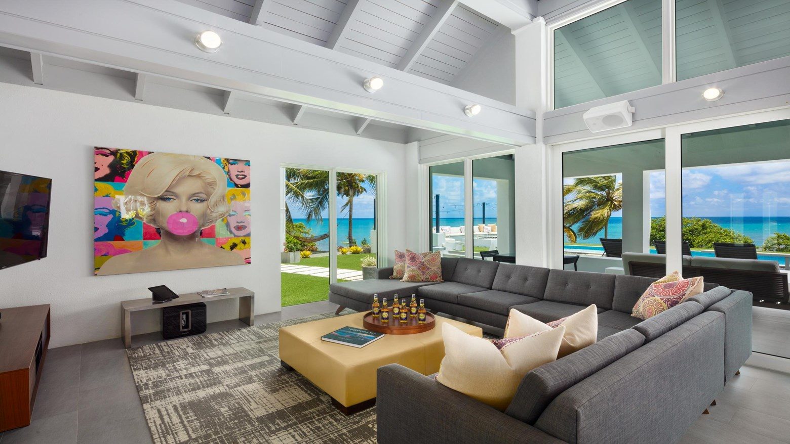 Open living room with ocean views